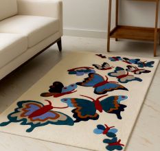 Colorful Butterfly Wool Rug